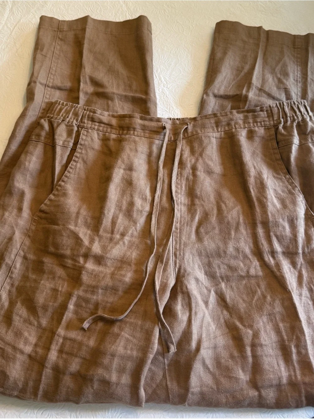 Women’s Orvis Brown Drawstring Linen Pants M coastal cottage cottage core 90’s